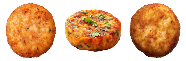 Set of Aloo tikki isolated on transparent background