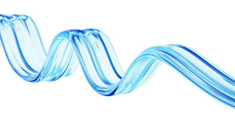 Liquid glass transparent wave ribbon. Fluid flow line curve shape - 3d illustration