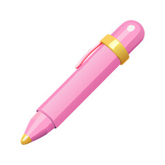 3D Pink Ballpoint Pen with Gold Details for Writing, Stationery, and Office Supplies