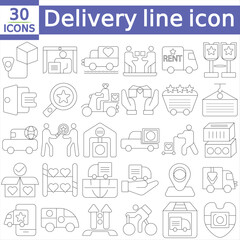  Delivery line icon set