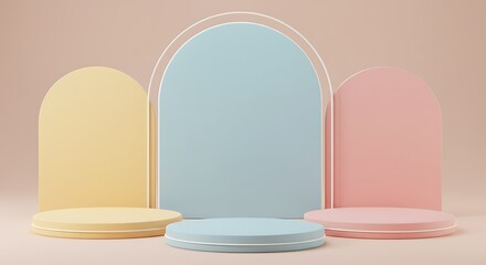 Pastel Paradise: 3D Rendered Arched Display