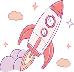 3D Clay Style Rocket Icon | Soft Pastel Startup and Launch Illustration for Technology, Kids, and Business Concepts
