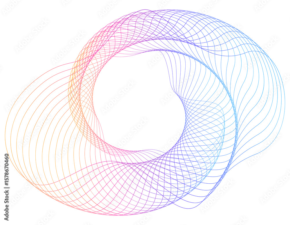 Aufkleber spirals design elements. wave of many lines circle ring. abstract vertical wavy stripes on white bac