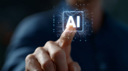 AI Button and Microchip Design Concept