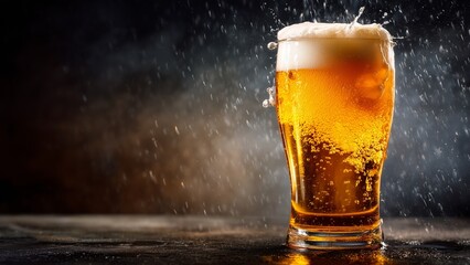 Cheers to Good Times: A Vibrant Glass of Beer on a Rustic Wooden Table 