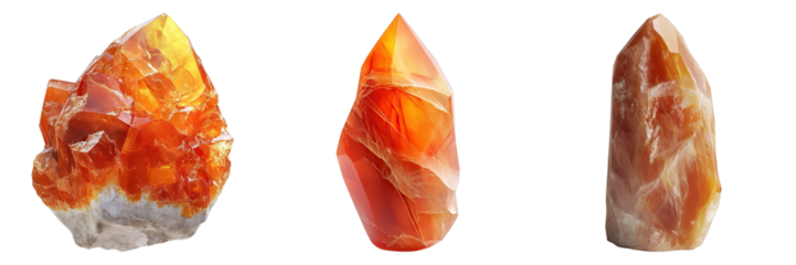 Set of carnelian stone isolated on transparent background