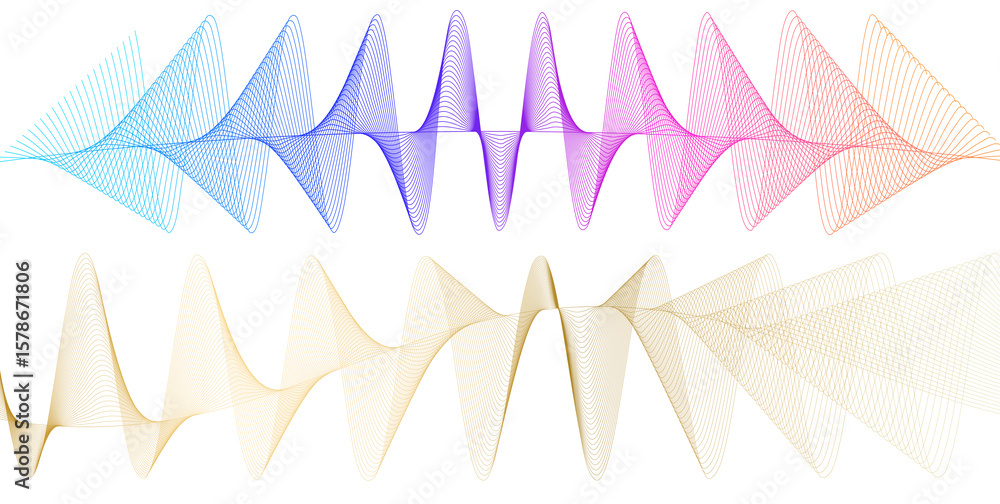 Poster design elements. wave of many sparkling lines. abstract circle glow wavy shape on a white background