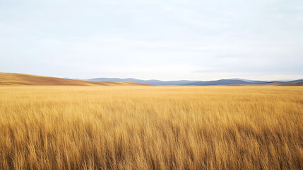 Endless Field of Dry Beige Grass Under a Bright Sky