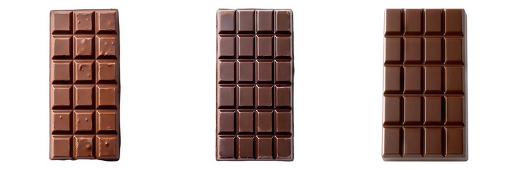 Set of chocolate bar isolated on transparent background