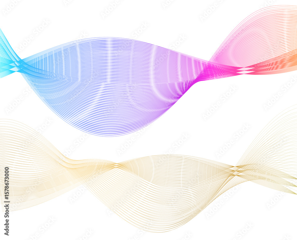 Poster design elements. wave of many sparkling lines. abstract circle glow wavy shape on a white background