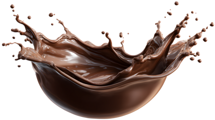 A splash of chocolate milk is shown in a bowl