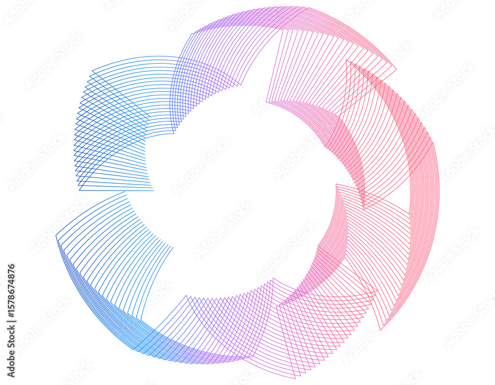 Aufkleber spirals design elements. wave of many lines circle ring. abstract vertical wavy stripes on white bac