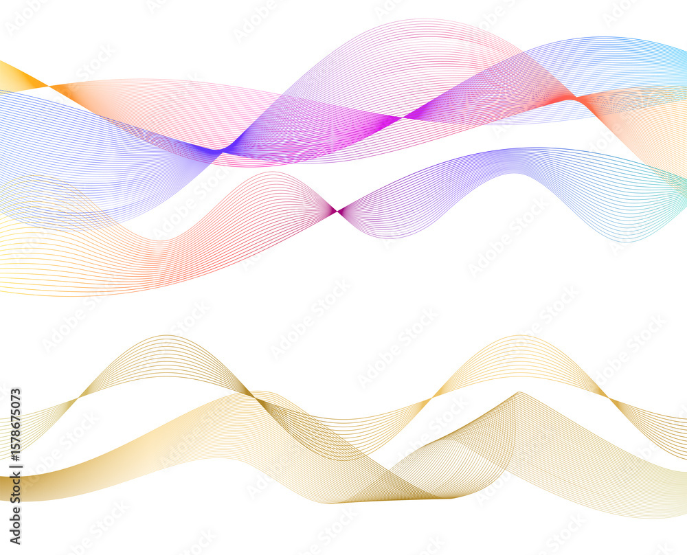 Poster wave of many sparkling lines. abstract circle glow wavy shape on a white background isolated. design