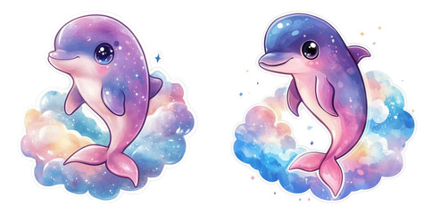 Fantasy baby dinosaurs in soft pastel tones isolated on transparent PNG image perfect for storybooks or nursery wall art