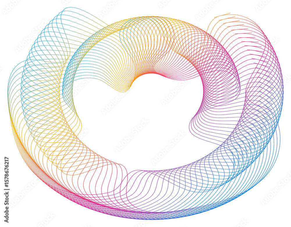 Aufkleber spirals design elements. wave of many lines circle ring. abstract vertical wavy stripes on white bac