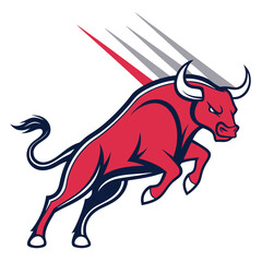 Obraz premium Red Bull Mascot Logo with Speed Lines a Dynamic and Powerful Symbol for Sports Teams Brands or Organizations 