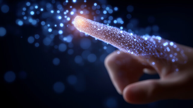 Digital Finger Pointing at Glowing Node in Binary Network Mesh