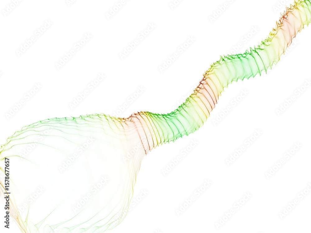 Fototapete fluid gradient mesh creates abstract wave design, flowing from red to green on a white backdrop, per