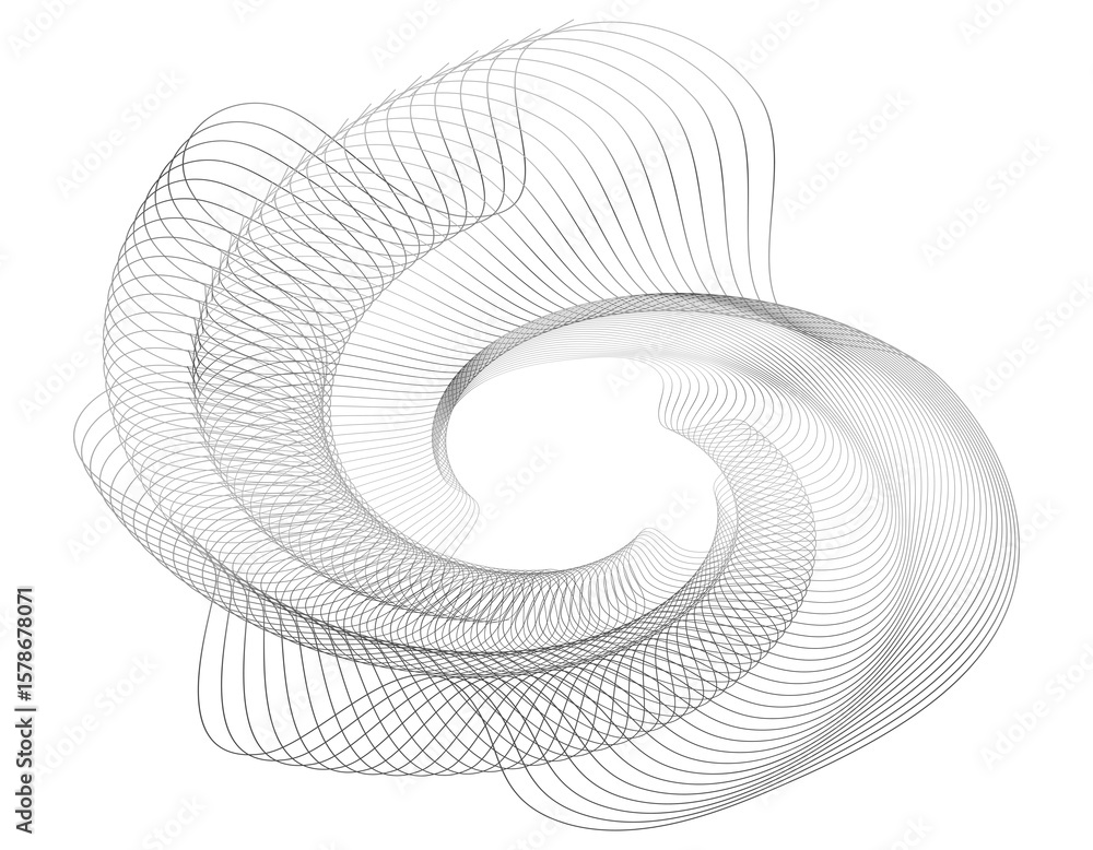 Aufkleber spirals design elements. wave of many lines circle ring. abstract vertical wavy stripes on white bac