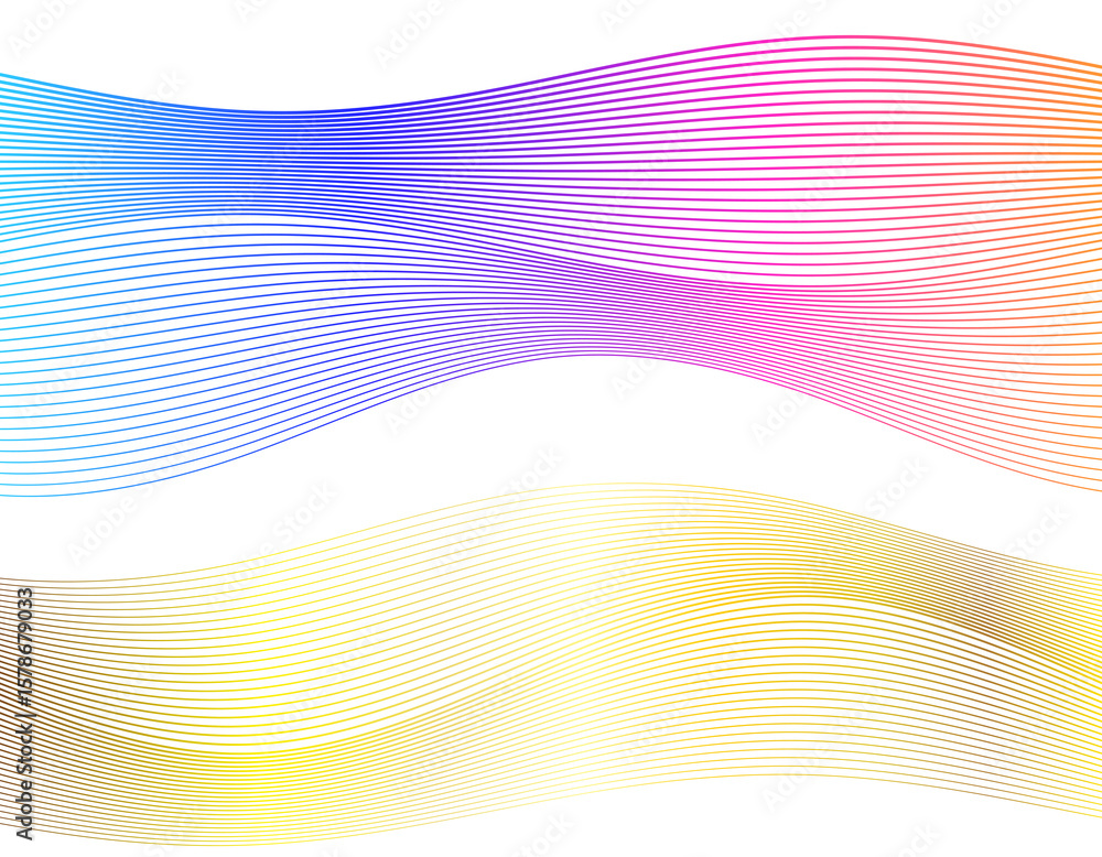Poster wave of many sparkling lines. abstract circle glow wavy shape on a white background isolated. creati