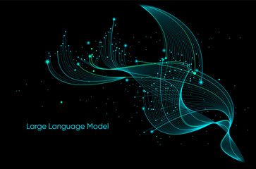 Illustration of abstract stream. Artificial intelligence. Big data, technology, AI, data transfer, data flow, large language model, generative AI  © Krot_Studio