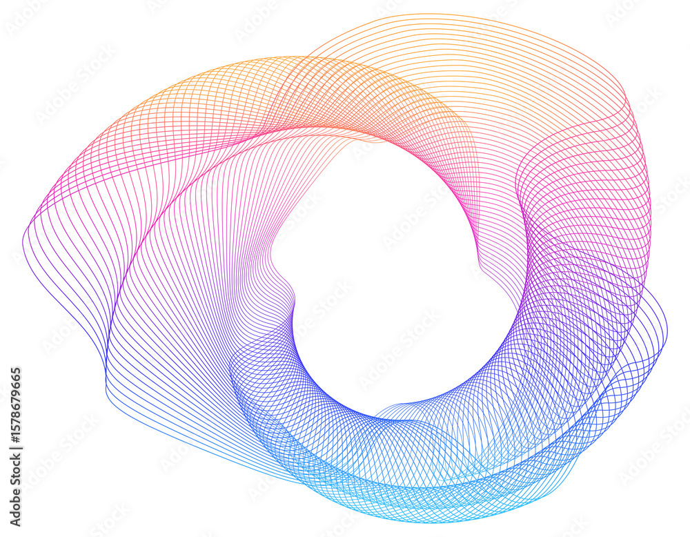 Aufkleber spirals design elements. wave of many lines circle ring. abstract vertical wavy stripes on white bac