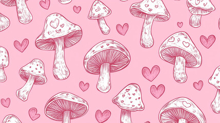 seamless pattern with mushrooms