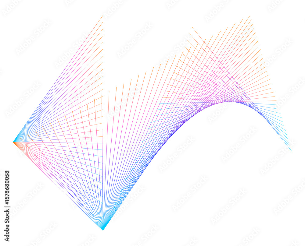 Poster design elements. wave of many sparkling lines. abstract circle glow wavy shape on a white background