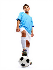 Soccer player playing with ball in action