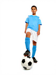 Soccer player playing with ball in action