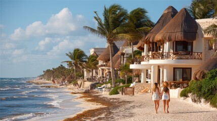 Vacation bliss beachfront villas in playa del carmen mexico travel photography tropical paradise daytime serenity