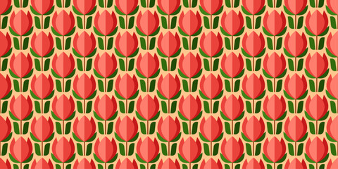 Geometric Tulip Floral Pattern Design