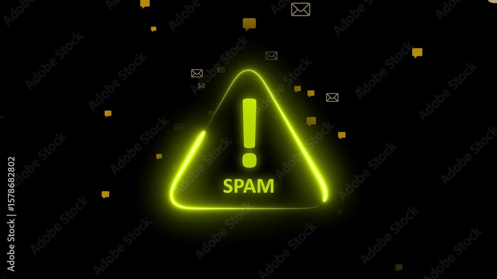 Aufkleber cyber security and emails alert icon animation . email inbox with spam . glowing neon harmful, junk 