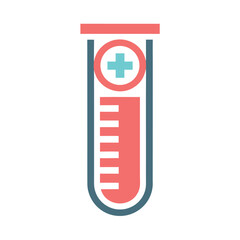 Flat Blood Test Icon Test Tube with Blood Sample for Medical and Scientific Designs