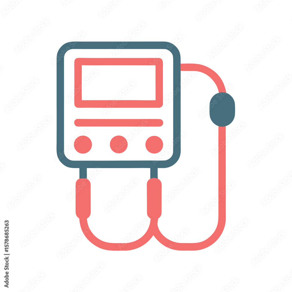 Poster flat defibrillator machine icon a single high resolution icon design for medical applications single