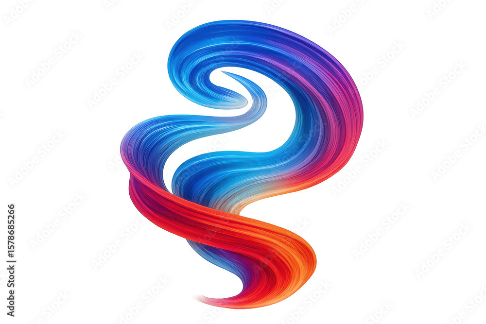 Poster colorful brush stroke swirling and creating a dynamic and vibrant abstract design on transparent bac
