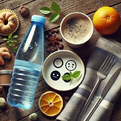 fresh drink water bottle. Health food ecological concept