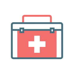 Flat Red First Aid Box with White Cross Vector Design Graphic simple illustration flat