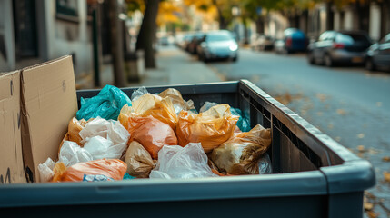 recycling bin and garbage