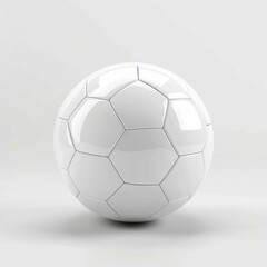 Fototapeta premium Classic white soccer ball on a plain white background, representing concepts of sport, competition, and recreation
