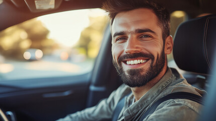 Obraz premium man driving a car