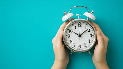woman holding alarm clock