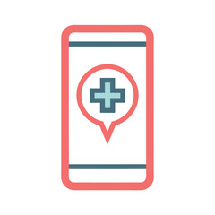 Flat Medical Chat Icon Smartphone with Cross Symbol for Healthcare Communication and Online Consultation Designs