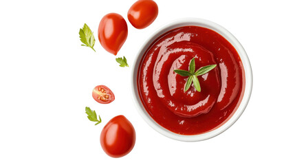 Ketchup tomato sauce on white background