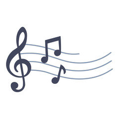 Musical notes on staff with treble clef. Melody symbol illustration. Music notes icon for song and composition.