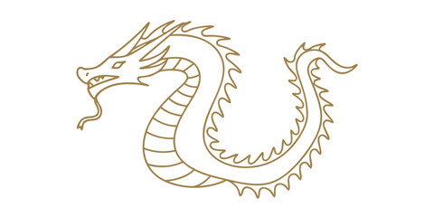Stylized Golden Dragon Outline chinese dragon mythical creature