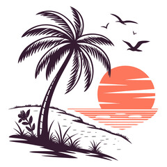 vector illustration of a tropical island