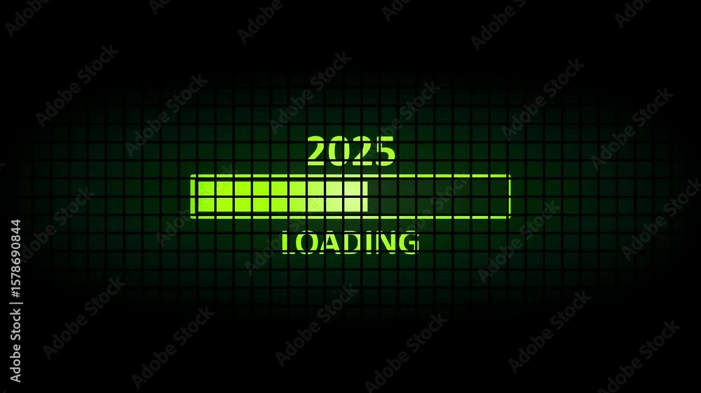 Poster abstract new year 2025 process bar concept. year change concept,100% loaded loading bar icon animati