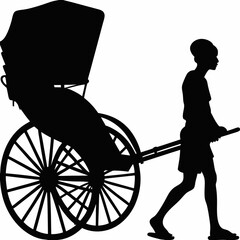 Traditional Rickshaw Silhouette Illustration