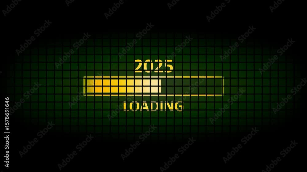 Poster abstract new year 2025 process bar concept. year change concept,100% loaded loading bar icon animati